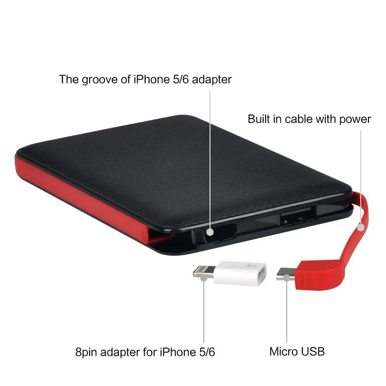 Built In Cable Mini Power Bank 20000mah Slim Credit Card Power Bank Buy Mini Power Bank 9568