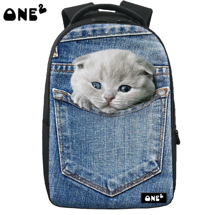 

ONE2 design cowboy cat printed nylon backpack laptop bags, Customized