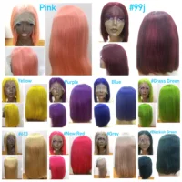 

20 colors human hair wig colored lace front wig #grey /#99J /#1B 613 /#1B 27 bob lace wig