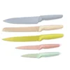 Wheat straw handle kitchen knife with non stick marble coating Kitchen knives set acrylic knife block