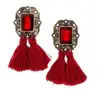 Personalized dainty Boho Fake Ruby emerald tassel earrings large resin crystal tassel earrings