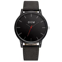 

China Supplier Black OEM Own Logo Watch Custom Mens Watch Leather Personalized Custom Logo Watches Engraved Embossed Logo