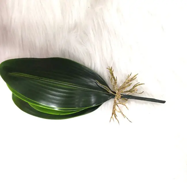 Lifelike Real Touch Artificial Orchid Leaves With Fibrous Roots Potted