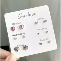 

One Week Earrings Set 6 Pairs Stud Dangle Drop Earrings Hypoallergenic Earrings Gift for Woman Girl