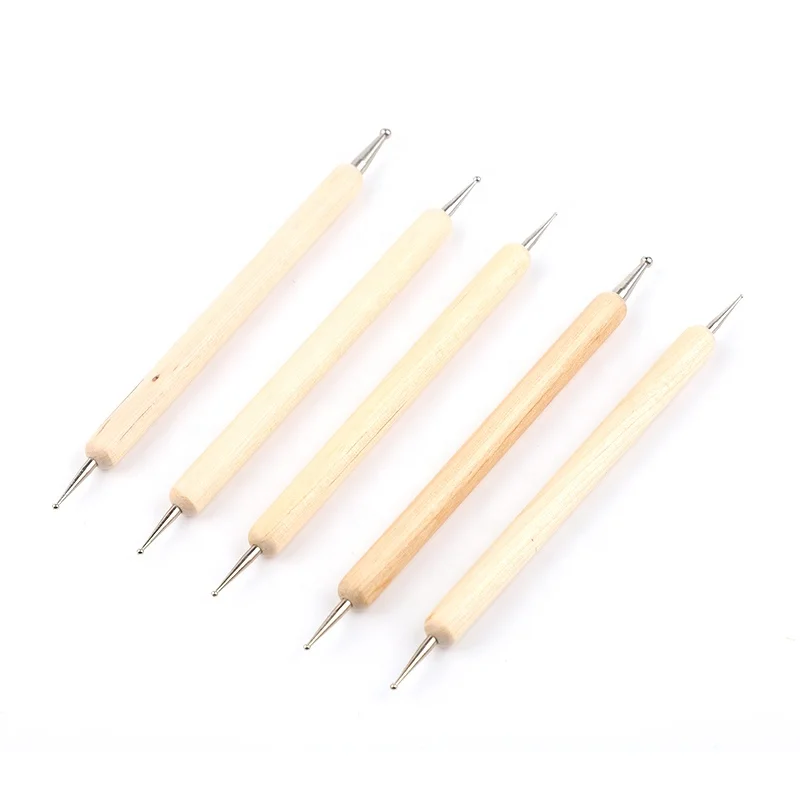 

Fangxia 5pcs/set Double Head Dotting Pen Wood Drawing Painting Tool Kit Nail Art, Original wood