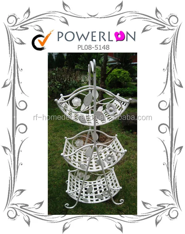 
3 Tiered Produce Display Basket Wholesale 3 Tier Metal Basket for Garden Outdoor 