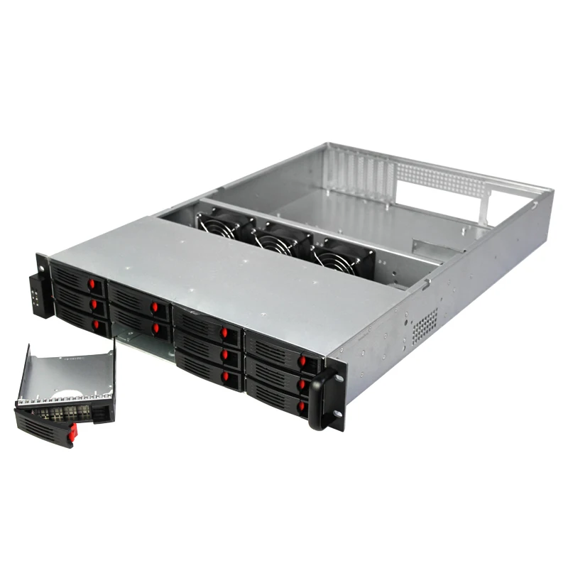 

High performance 2u rack 12bays hot swap server case with SATA SAS backplane for cloud server