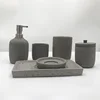 6 pieces grey color household concrete cement bathroom accessory with tray