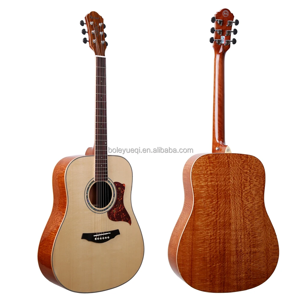

High Quality  Solid Wood Acoustic Guitar with Spruce High-Gloss Finish, Natural