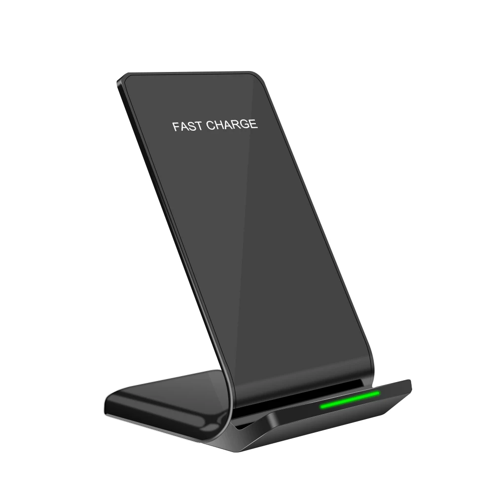 

Hengye Amazon Top Sale Quick Charge Fast Charging 2000mA 5V Qi Wireless Charger Phone Stand for S6 S7 S8 Iphone 8 Plus X, Black