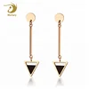 Marlary Women Rose Gold Plated Stainless Steel Triangle Enamel Geometry Drop Dangle Earrings