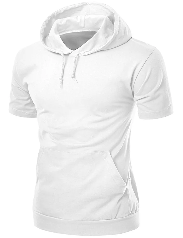 Custom Blank Hooded T-shirts Short Sleeve Clothes Men T Shirt 90 Cotton ...