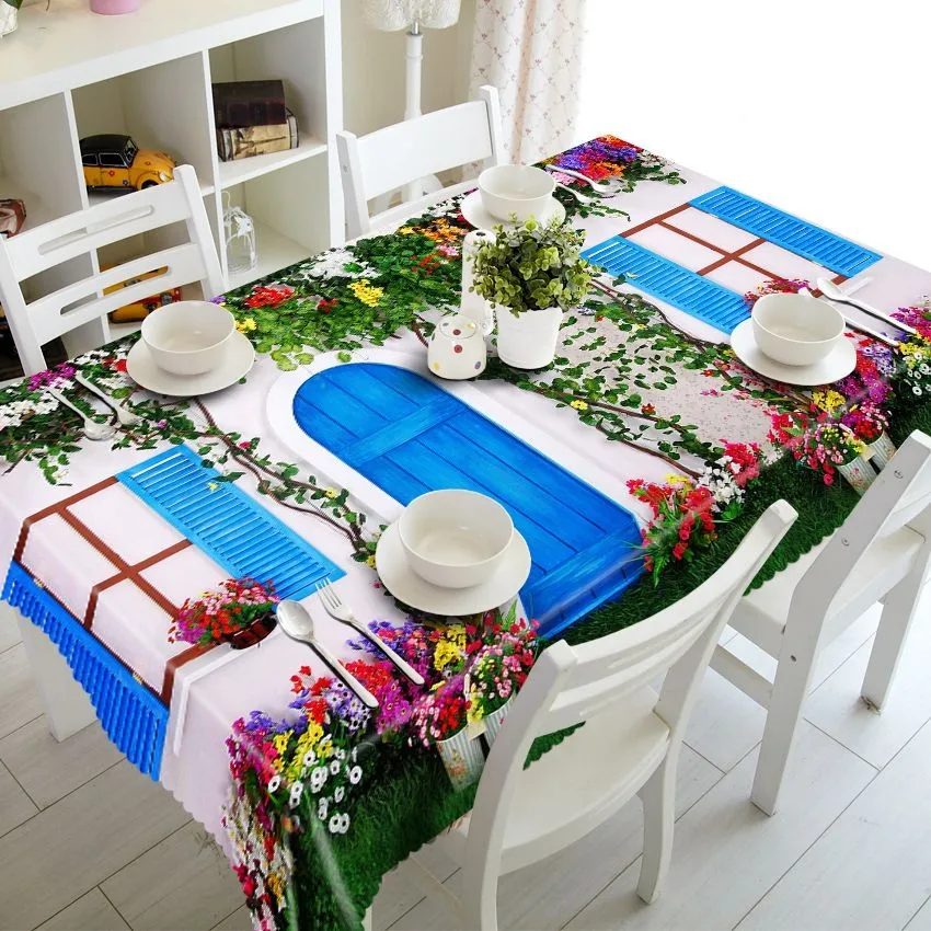 3d Colorful Varisized 100 Polyester Flower Series Tablecloth,Table