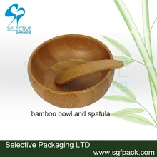 bamboo/wooden product mask bowl with spoon or spatula for mask hot sale bamboo bowl