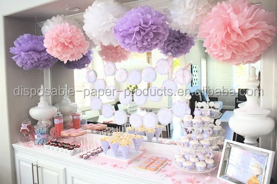 Princess Party Decor Idea Pink White Purple Pompom Wedding Party