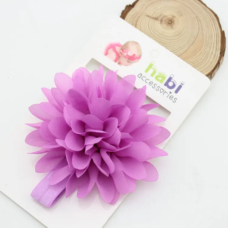 5pcs Retail Pack Kids Hair Accessories 2016 New High Quality Chiffon Fabric Flower Elastic font b