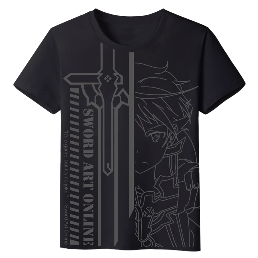 

Hot Sale Men T-shirt Printing SAO Sword Art Online Anime Tops Cartoon Costume, Black