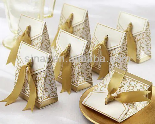 SNWF-H-6004 Gold Ribbon Favor Boxes