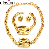 

Afxsion charm shell pattern jewelry plating 18k gold stainless steel earrings pendant bracelet
