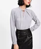 Stylish office wear ruffle front blouse ladies Korean chiffon models long sleeve mature women shirts tops and blouses