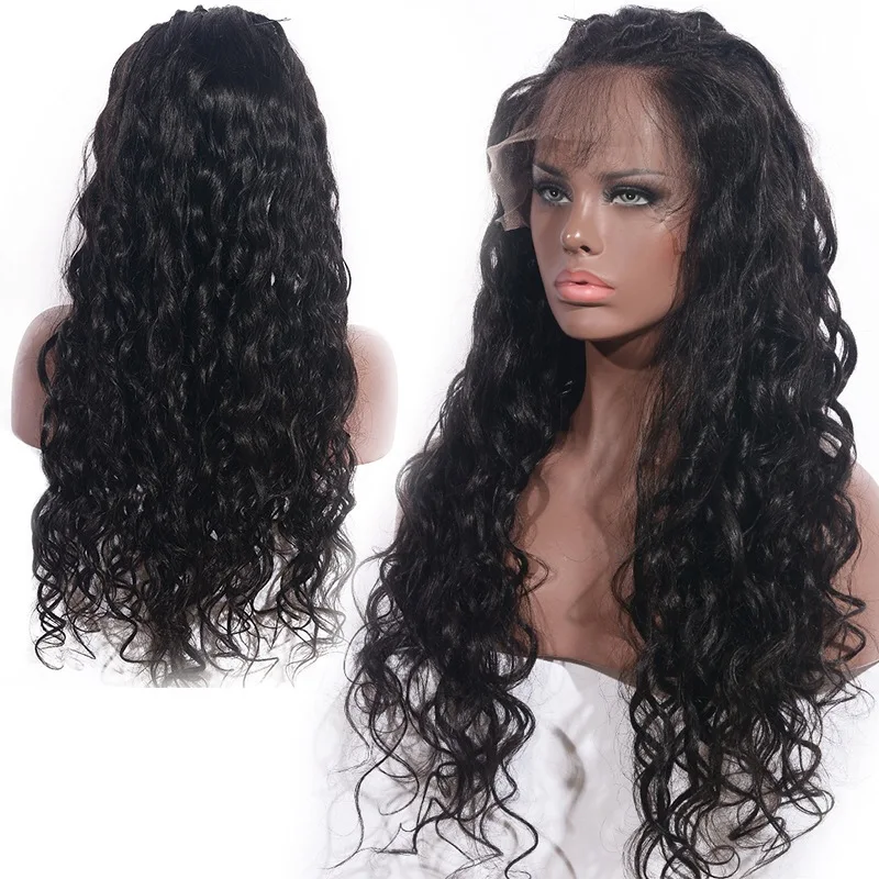 

wholesale natural color long wavy human hair wig brazilian virgin natural hair lace front wig
