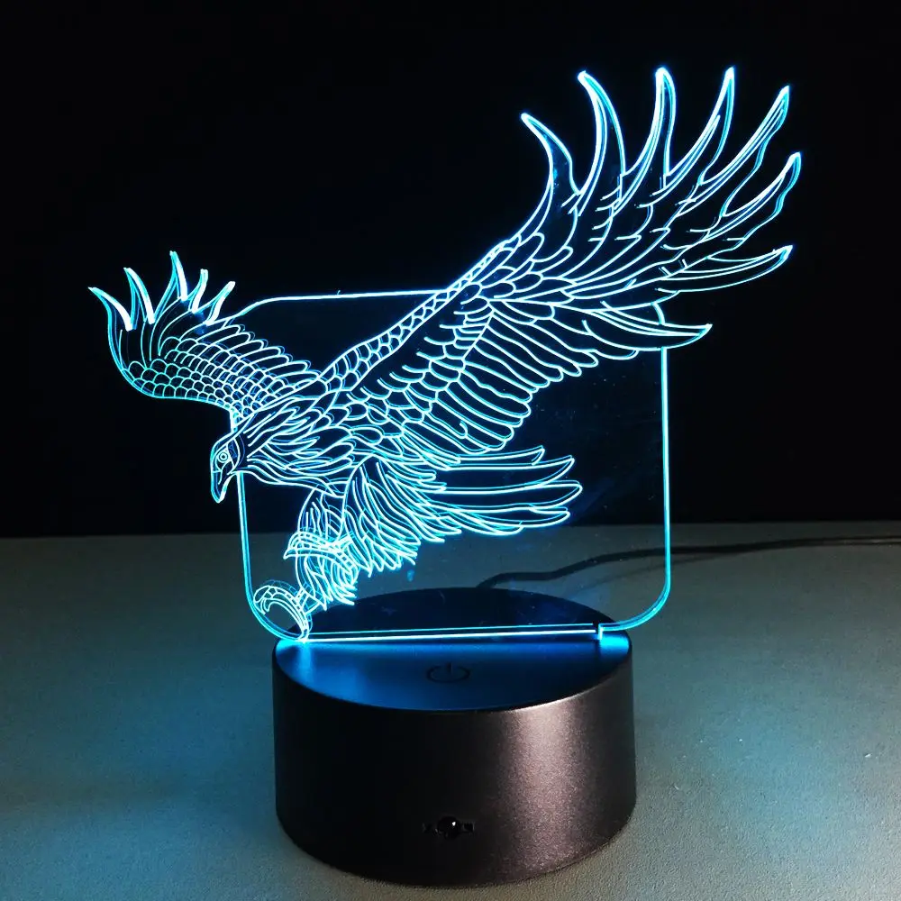 W-O-W Amazing Flying Big Eagle Shape Night Light Colorful Hawk 3D Table Lamp for Office Hotel Bedroom Bar