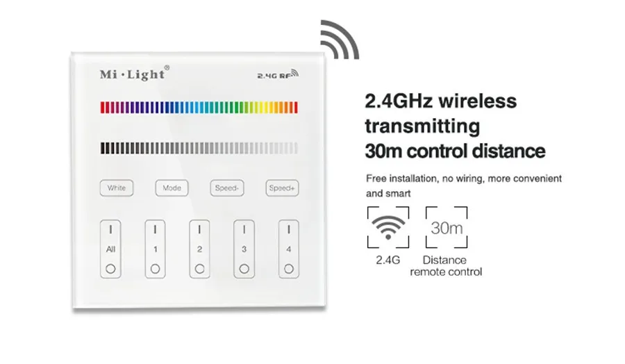 Milight B3 4 Groups RGBW Smart Panel Remote Controller(use battery)4-Zone RGB/RGBW