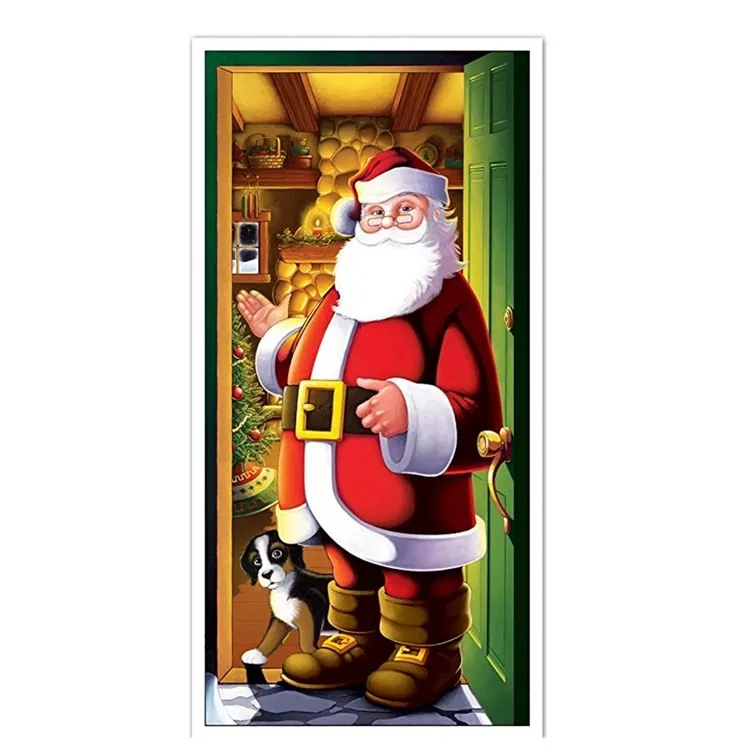 Christmas Plastic Door Covers Christmas Party Disposable Giant Santa Pe