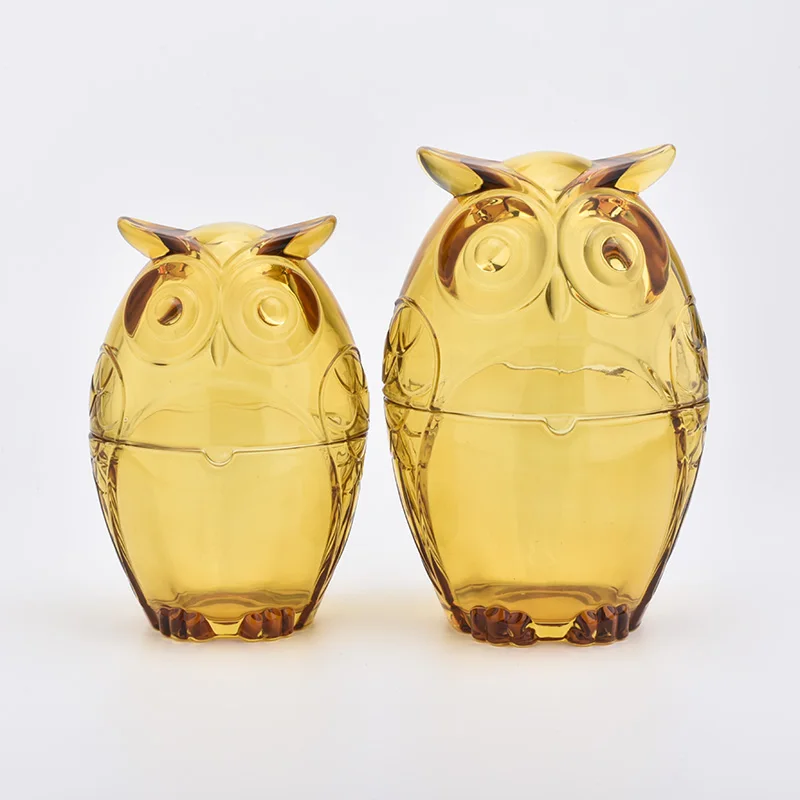 Luxury customized oval owl-shapecandle vessel glass candle holder wedding centerpieces