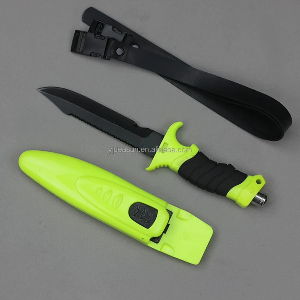 

H1396 Commercial dive knife with plastic handle, Green/black