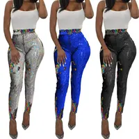 

81022-MX20 plus size color Sequin fabric pants women