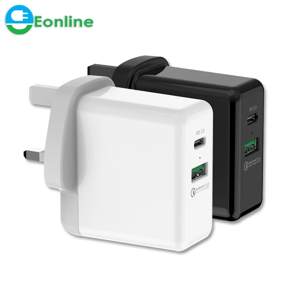 

36W CE/FCC Certificate USB-C PD Fast Type-C Travel Wall Quick Charger QC 3.0 for iPhone Apple USB-C Android for Huawei SCP, White;black;gray