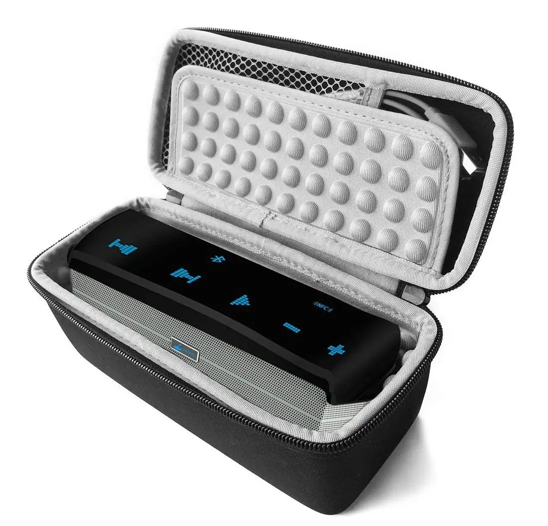 FitSand (TM) Carry Travel Zipper Protective EVA Storage Hard Case Box Bag for Meidong iChocolate Portable Wireless Bluetooth Speaker (Black+Gray)