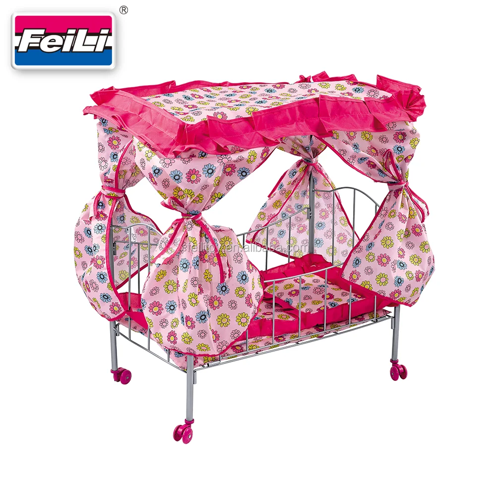 Fei Li Metal Baby Doll Cribs And Beds With Rotate Wheels Iron Doll Bed