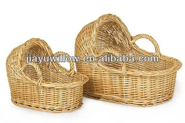 Natural Antique Baby Carry Willow Basket Stroller With Wheel - Buy ...