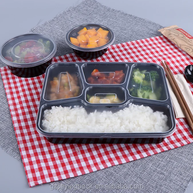 
5 compartments Meal Prep Containers PP Storage disposable food grade plastic reusable container with lid 