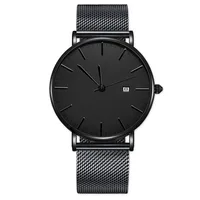 

chinese wholesale retro vogue watches personalized customised new black stylish water proof wrist band mesh men watch