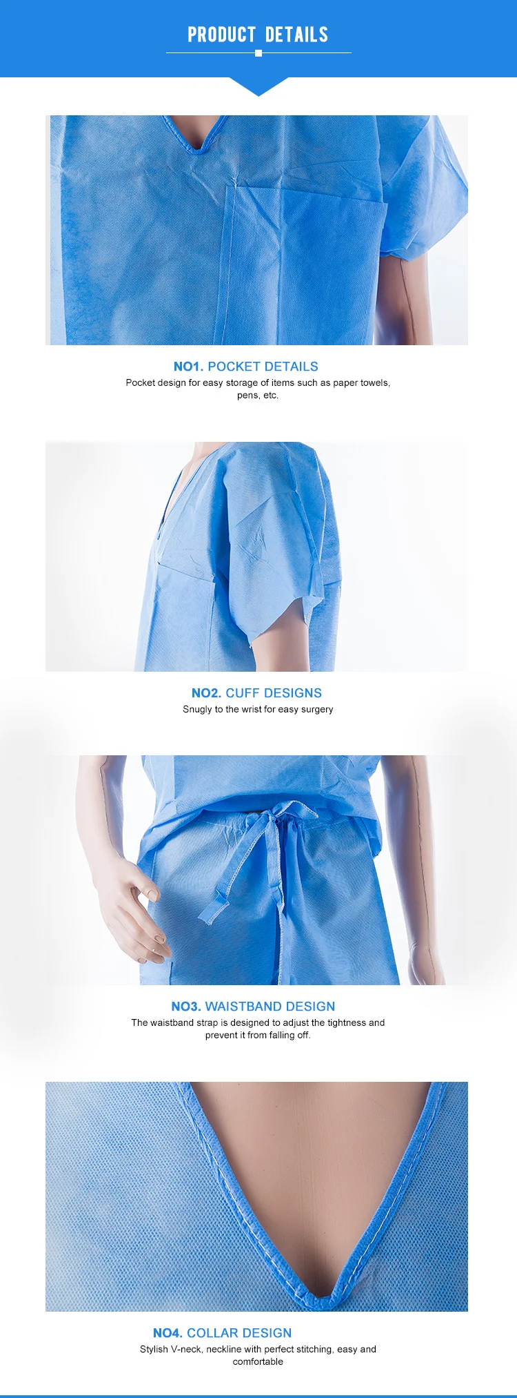 Hospital Gown Patient Nonwoven Patient Gown  Reusable