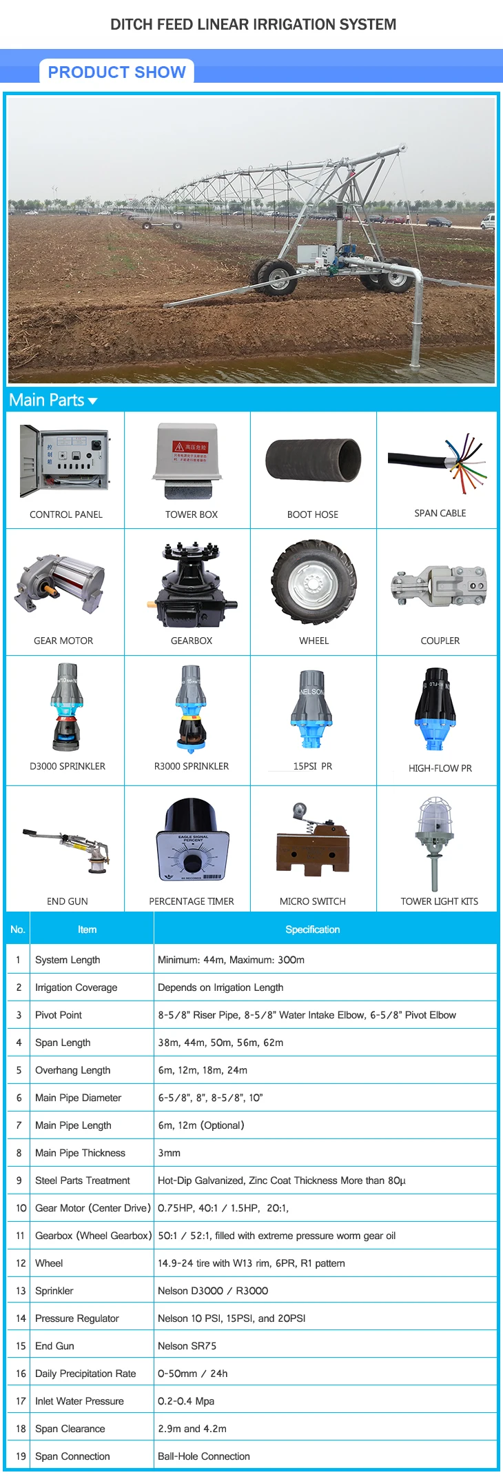 ditch feed linear irrigation system