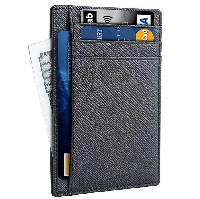 

Mens Slim RFID Blocking Front Pocket Minimalist Genuine Leather Credit Card Holder, Any color are available