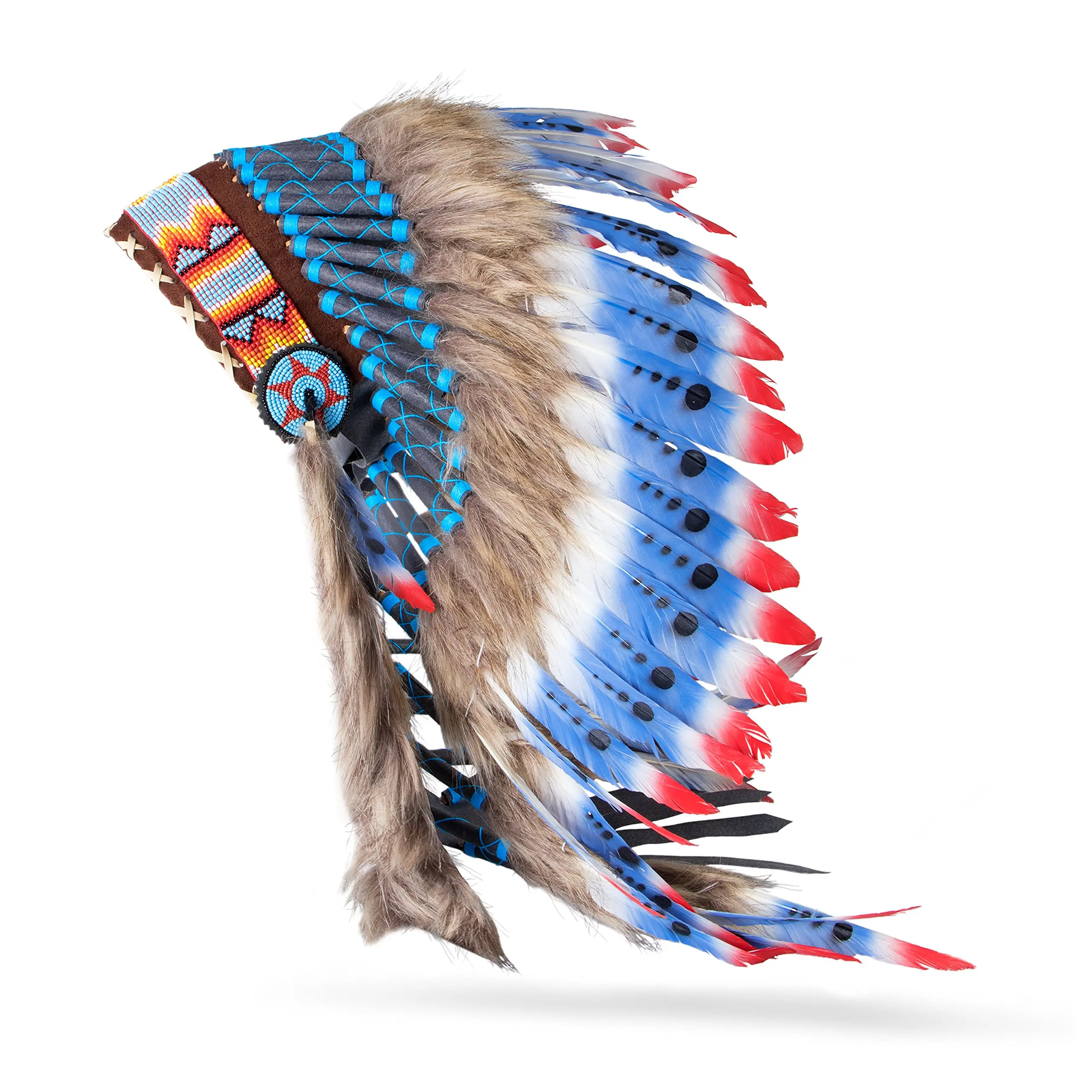 ADJUSTABLE Native American Indian Style Pink Rooster Long Feather Headdress