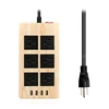 Wooden Color 6-Outlet Power Socket 2 Meter Heavy Duty Extension Cord with 4 USB Ports