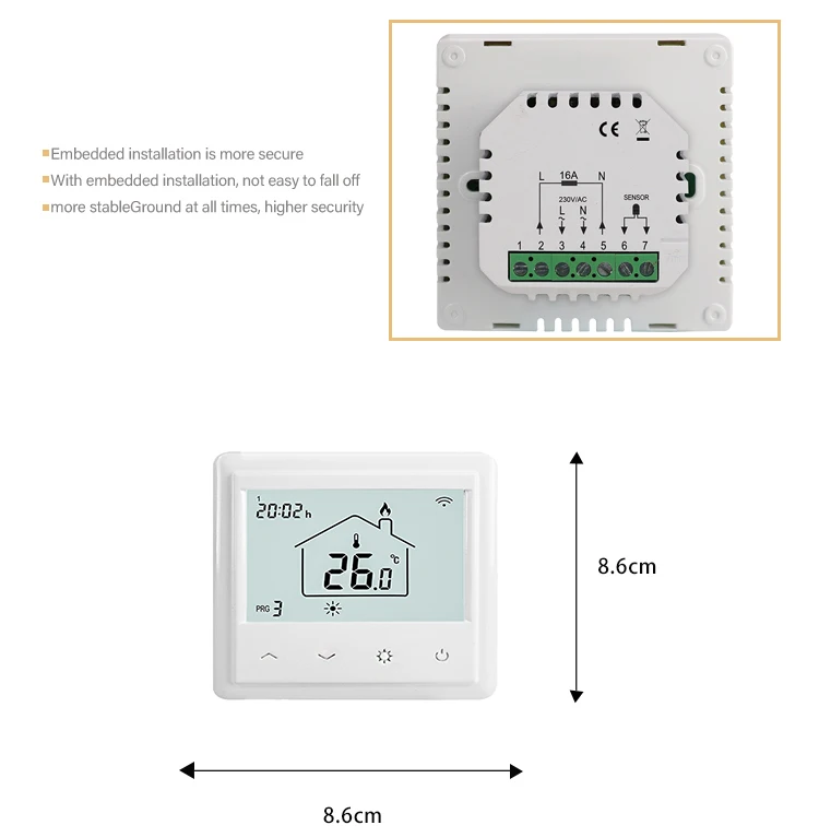 Thermostat for Floor Heating System With Sensor Remote Zigbee Wireless Tuya IOS Android - ANKUX.COM
