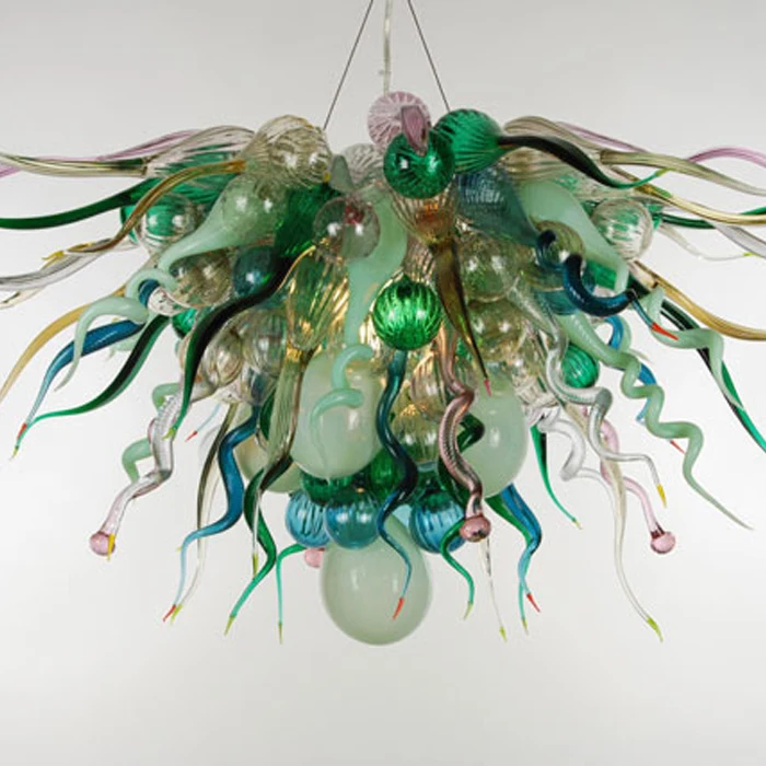 

Murano Blown Glass Art Deco Crystal LED Flower Chandelier for Livingroom Decoration, As shown in the picture