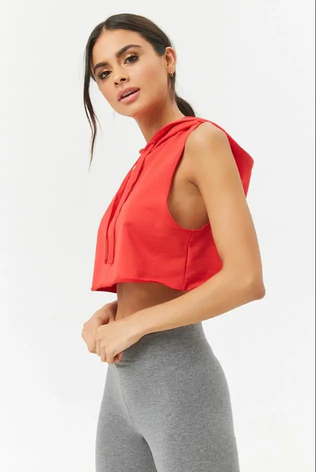 sleeveless hooded crop top