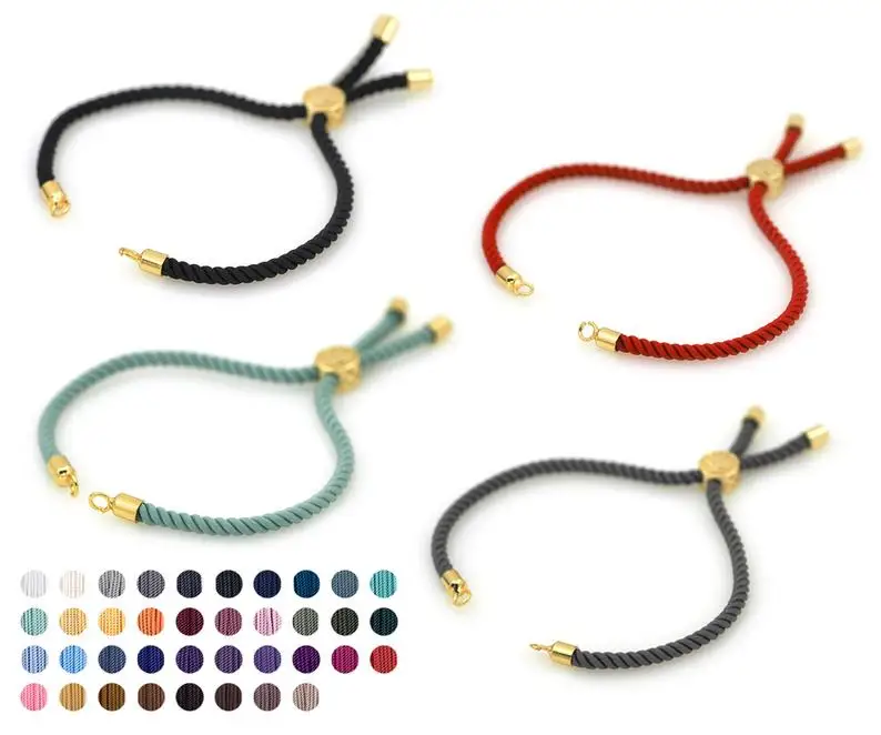 

Half-finished Cord Bracelet With Sliding Slider Stopper Beads,Adjustable Connector for diy Jewelry Making Findings 10Pcs, Mixed color