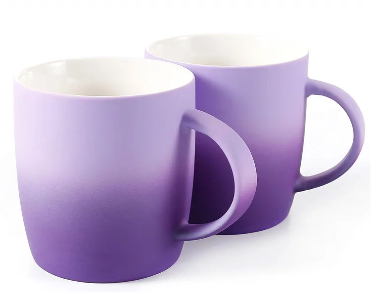 New design purple colorful reactive glazed ceramic  cheap bulk coffee mug 