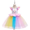 Cute Unicorn Design Kids Clothes Flower Girl Dress Wedding Party Dresses for baby girls