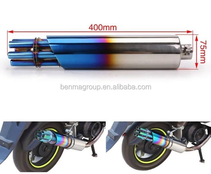 Gy6 125 Exhaust Pipe Stainless Steel Gatling Gun Style Scooter Muffler