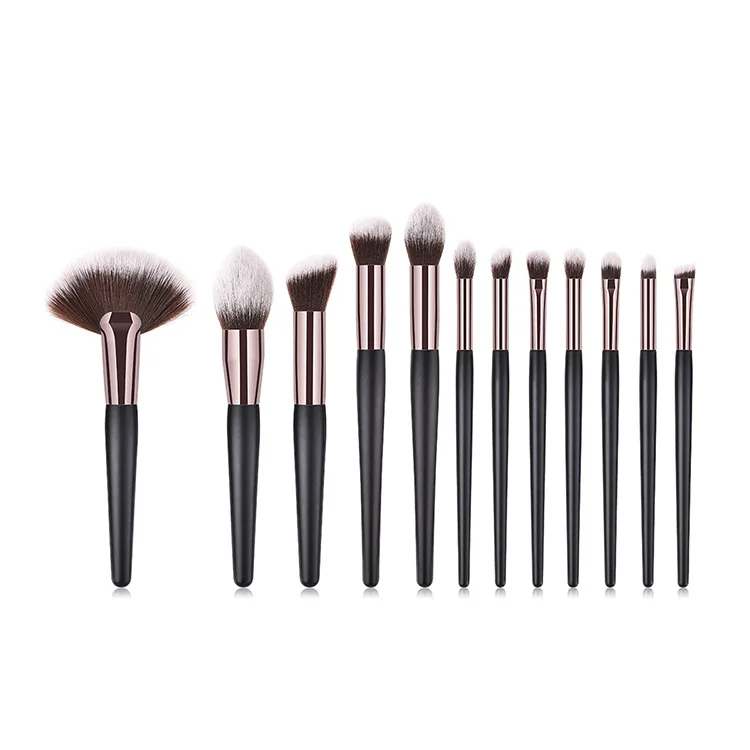 

Amazon hot 12pcs professional makeup brush set cosmetics brushes, Black